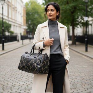 Vintage Longchamp Paris Leather Boston Bag • Horse Logo Print • Made in